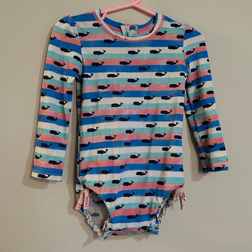 Hatley Nautical Whales Baby Rashguard Swimsuit Size 18-24 Months